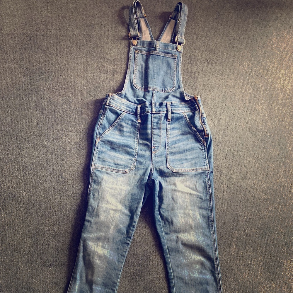 Madewell M side zip crop overalls